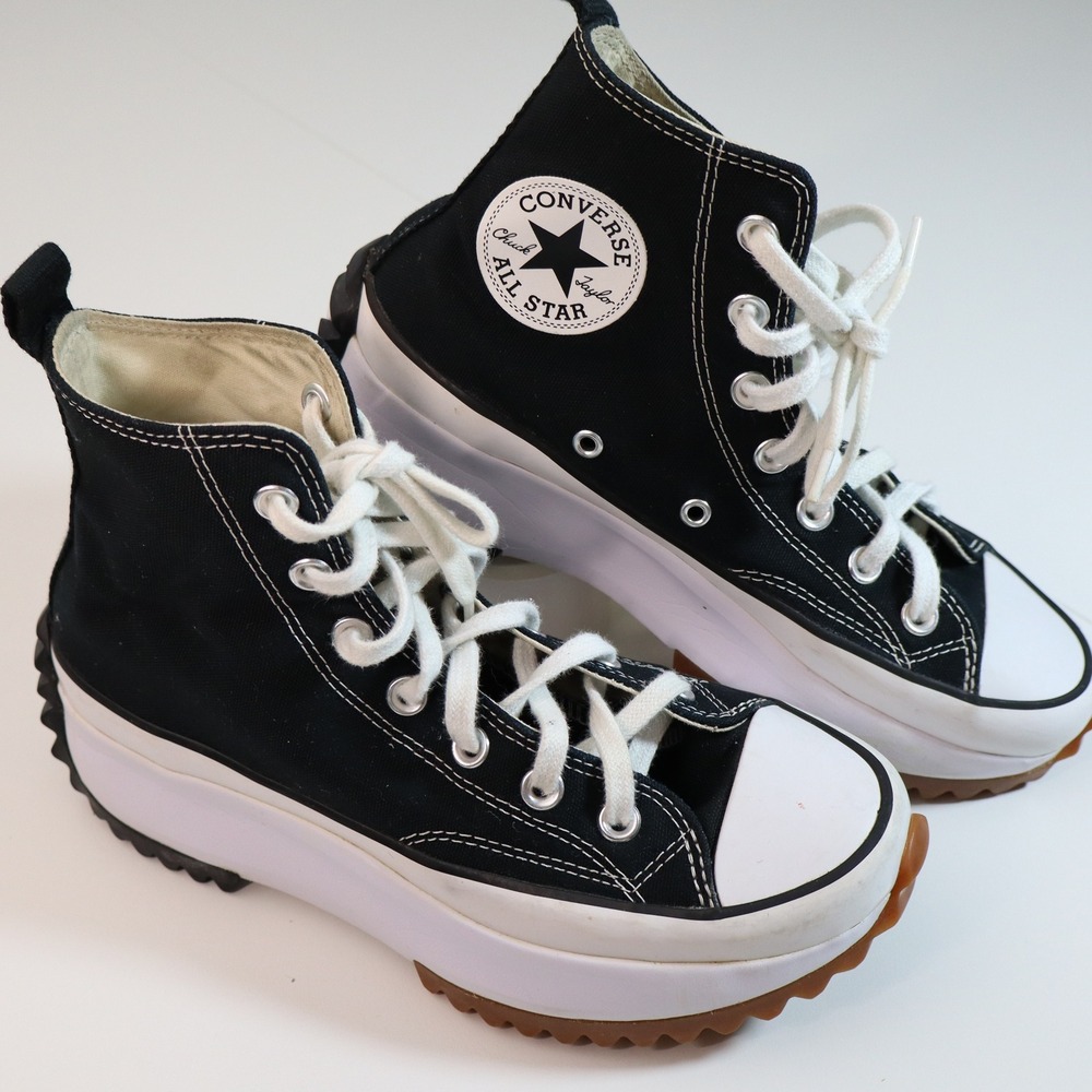 Converse Run Star Hike High Top Womens 7.5 Black Platform Sneakers 166800C